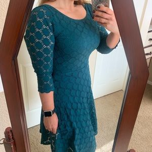 Size 10 teal lace cut outs dress